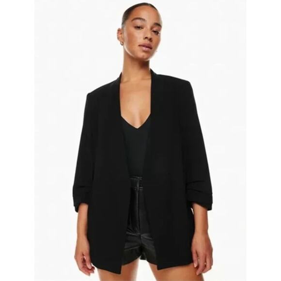 Babaton Blazer Women 10 Power Hip Jacket Black Open Aritzia Preppy Academia Work - Picture 1 of 11